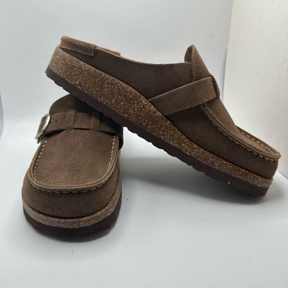 CUSHIONAIRE Women's Genuine Leather Cork Footbed Clog with +Comfort 8.5 WIDE BRO - Picture 6 of 7